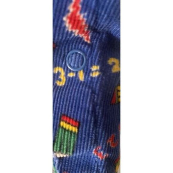 Vintage Carters Baby Boy Blue Corduroy Overalls With Numbers & Pencils 12M - Picture 4 of 5